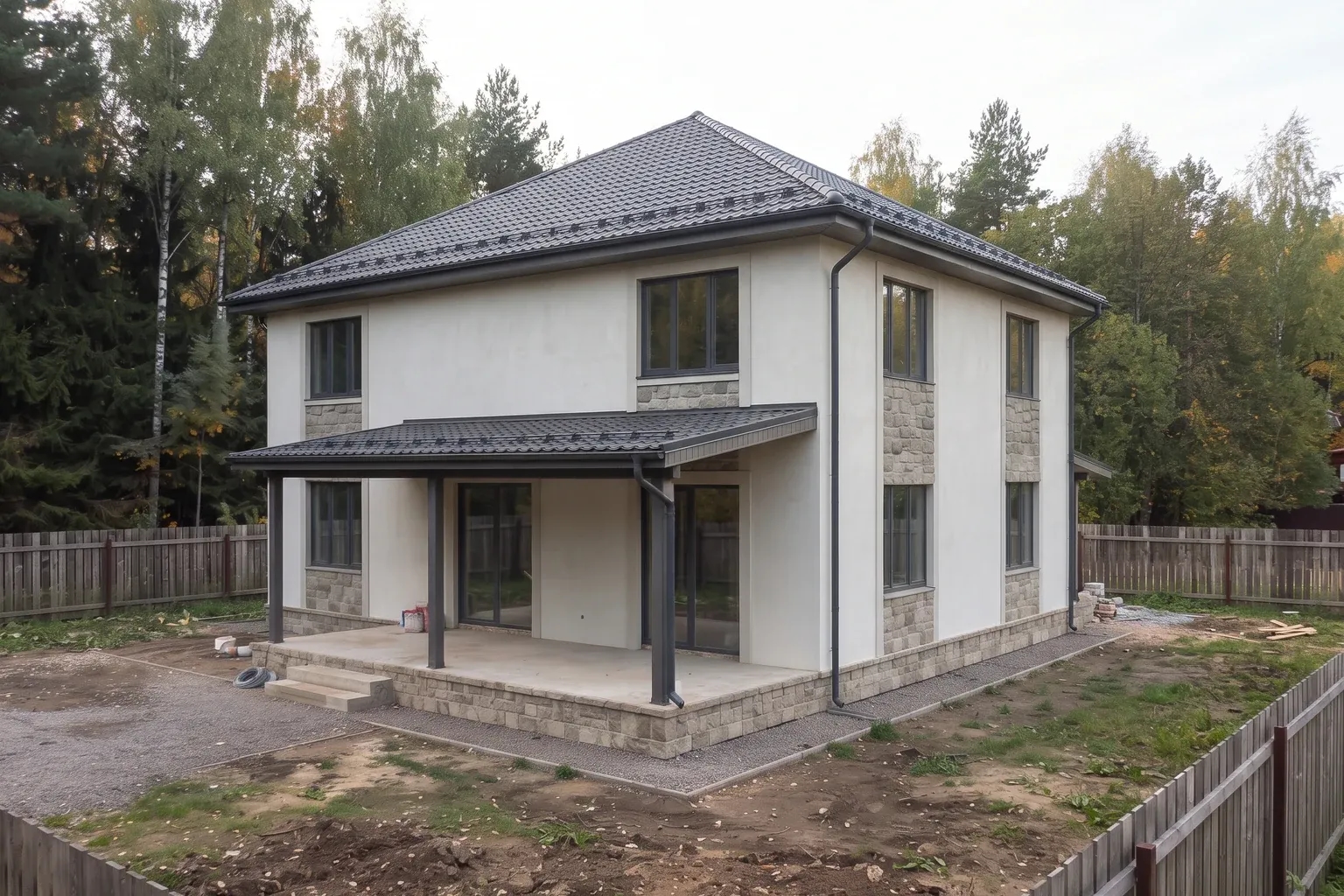 Дом «Кварц 216». Задний фасад и боковая стена